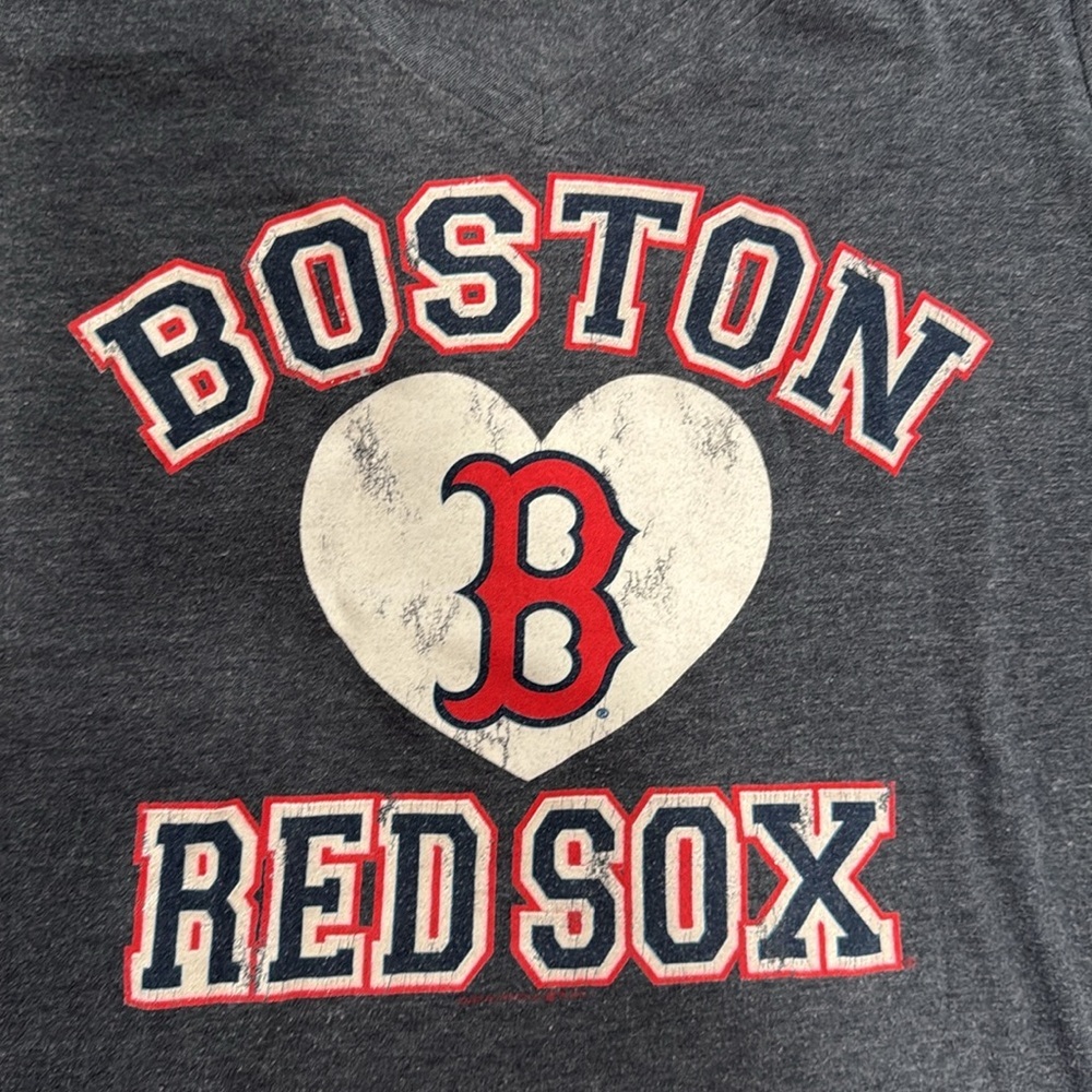 Vintage Small Boston Red Sox Baseball Fitted T Shirt Sparkle Lettering Heart - Picture 3 of 8